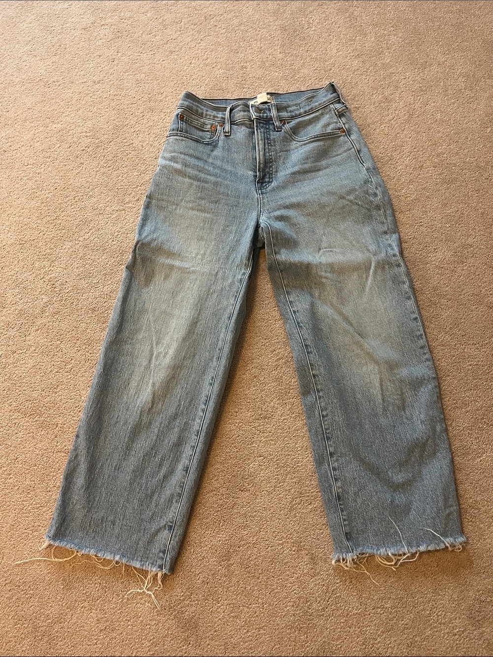 Madewell Light Blue Wide-Leg Raw Hem Jeans
